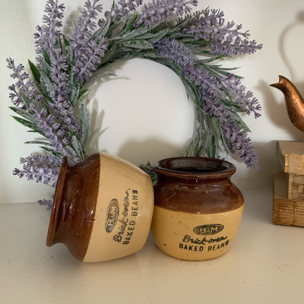 Vintage Antique Baked Bean Decor Pots